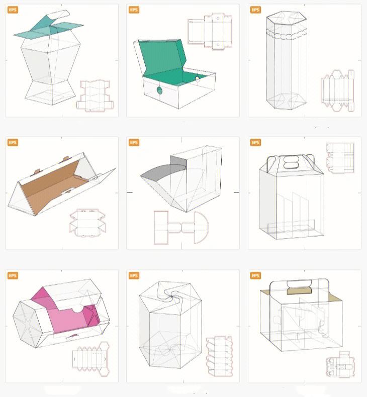 纸箱包装设计中的刀模图 从礼盒到糖果盒的平面图与泡梯工艺解析