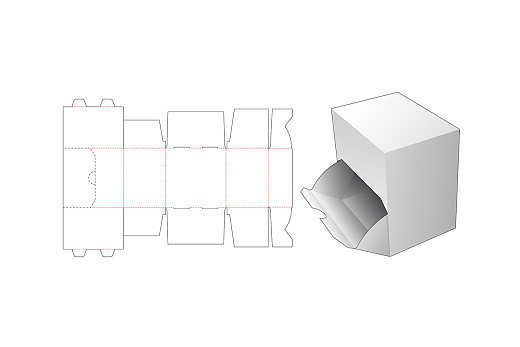 可打开的包装盒设计 模切图刀模图EPS矢量解析